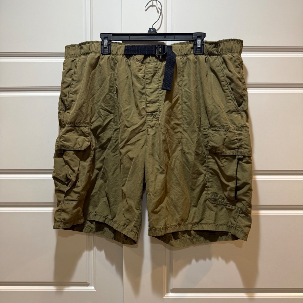 Timberland Cargo Shorts Belted Casual Outdoor Hiking Olive Green XXL‎